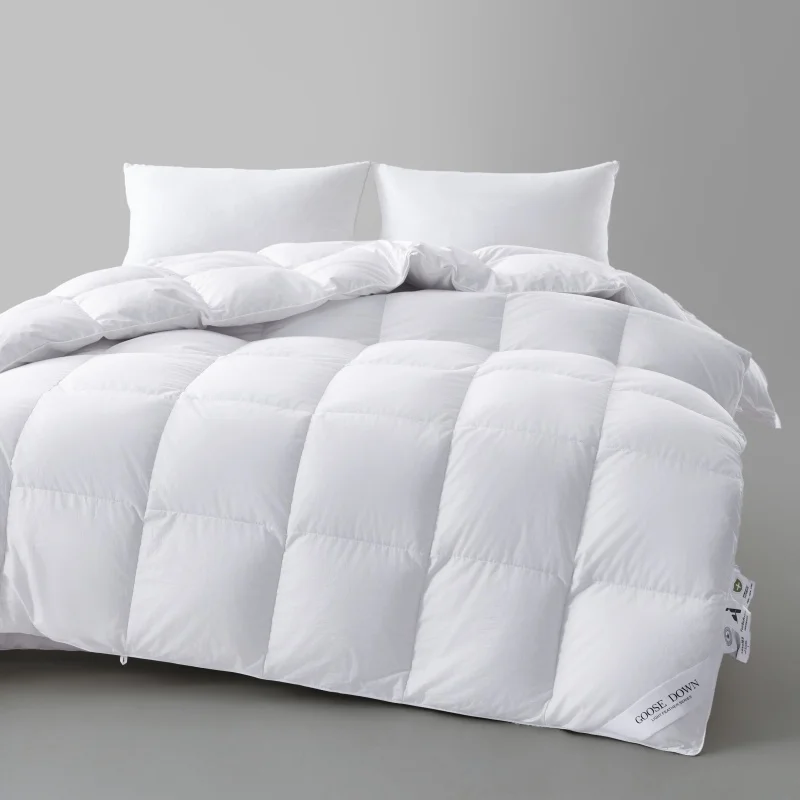 A Grade 100% White Goose Down Quilt Autumn Winter Warm Feather Duvet Cover Double Queen King Size Cozy Lightweight Comforter
