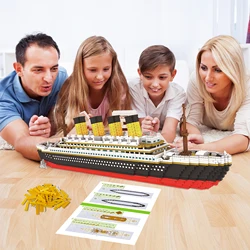 3800PCS Blocks Titanic Cruise Ship Model Boat Model DIY Assemble Building Blocks Classical Brick Toys Birthday Gift For Children