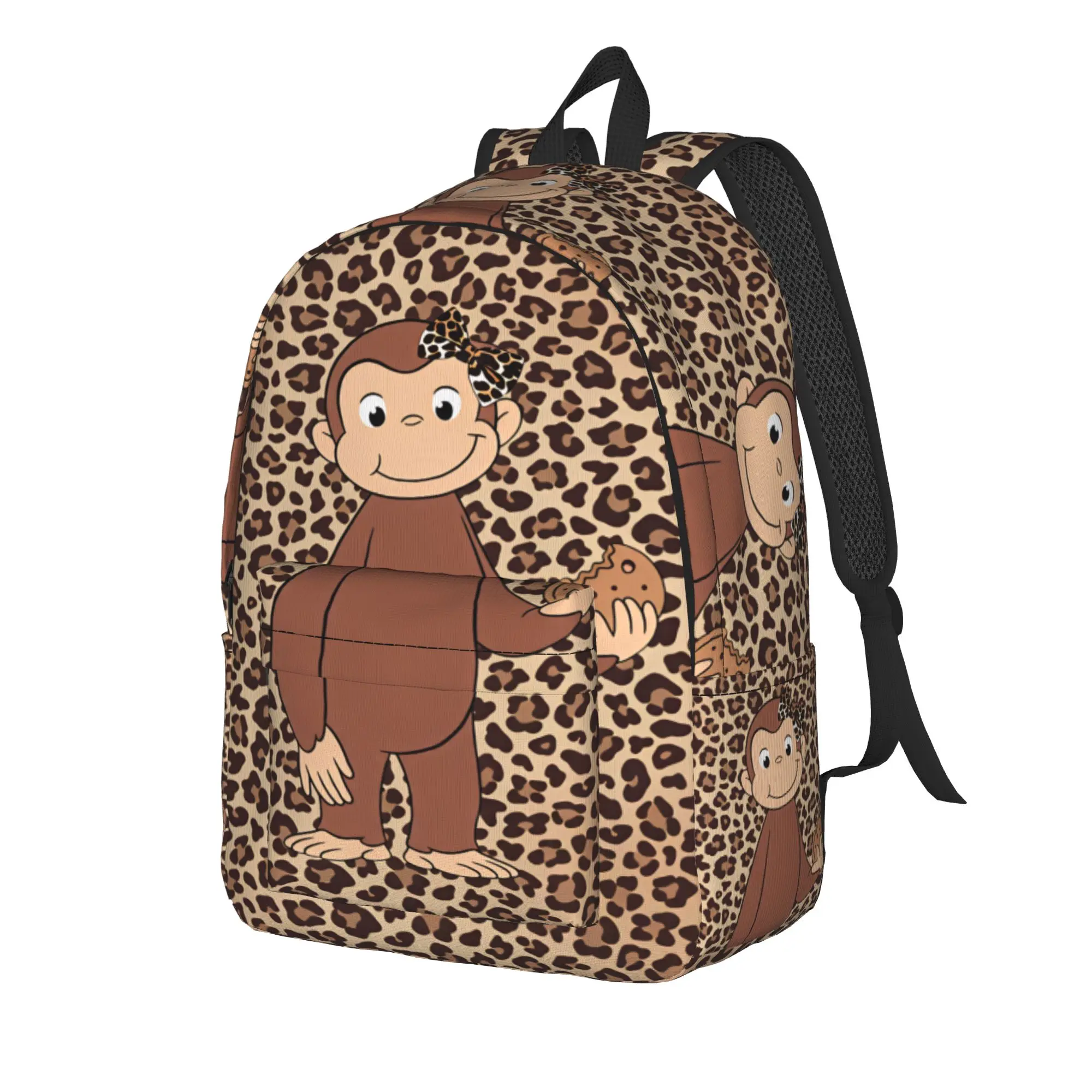 Curious George Monkey Backpack Male  Large Backpacks Polyester Modern High School Bags Daily Custom Rucksack
