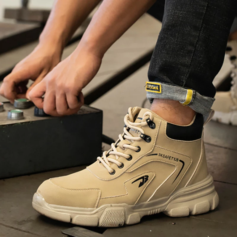 Waterproof Construction Work Safety Shoes Steel Toe Anti-Smash Wear-Resisting Protective Boots All-Season Casual Footwear
