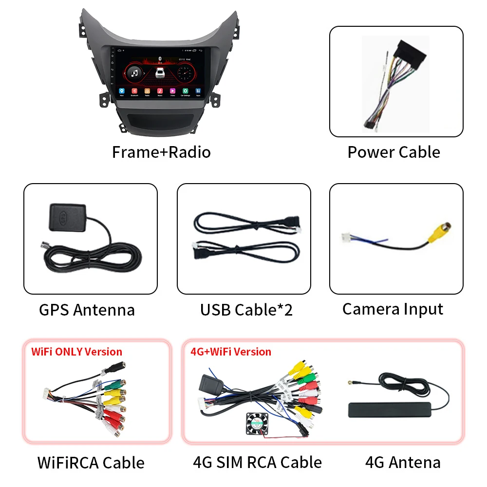 Android Auto For Hyundai Elantra Avante I35 2011-2016 Car Multimedia Player GPS Navigaion 4G CarPlay DVD Stereo 2 din Head Unit