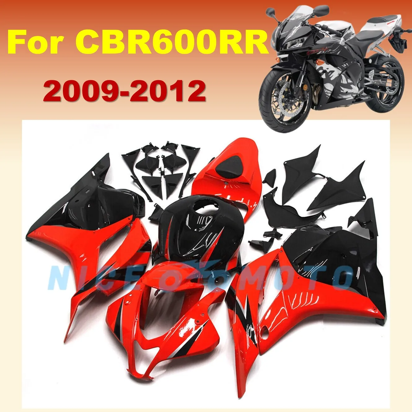 Rot-schwarzes Karosserie-Set für CBR600RR 2009 2010 2011 2012, Honda cbr600rr CBR600 09 10 11 12 Motorrad-Verkleidungsset