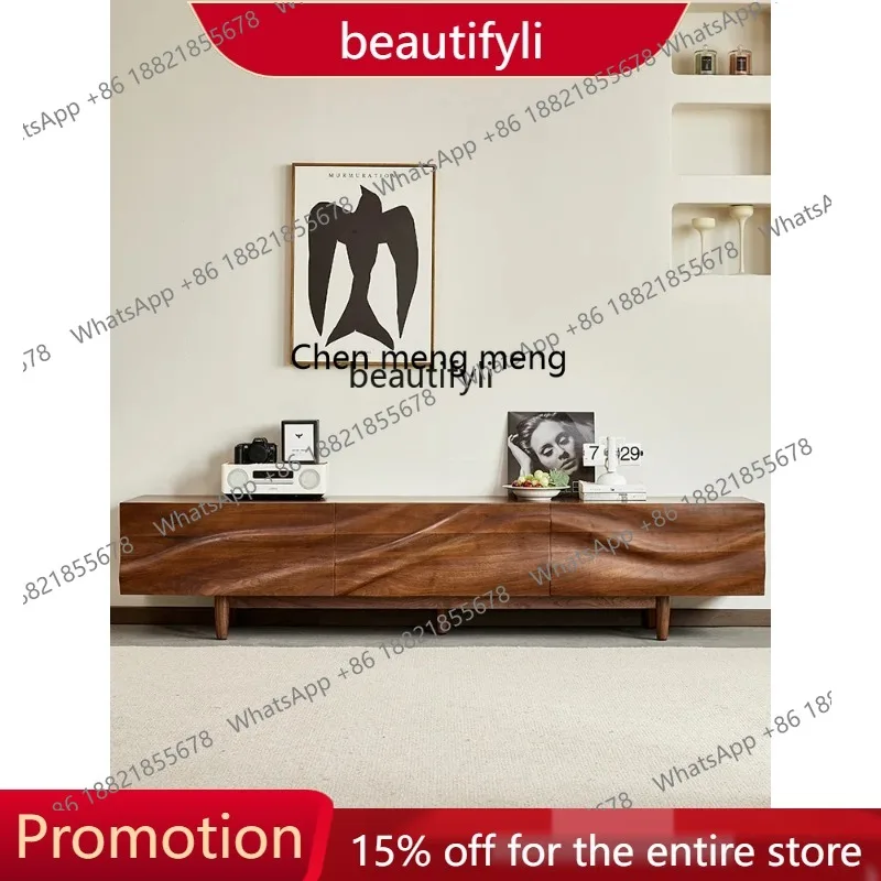 

All solid wood TV cabinet, black walnut floor cabinet, creative storage locker in living room 1001