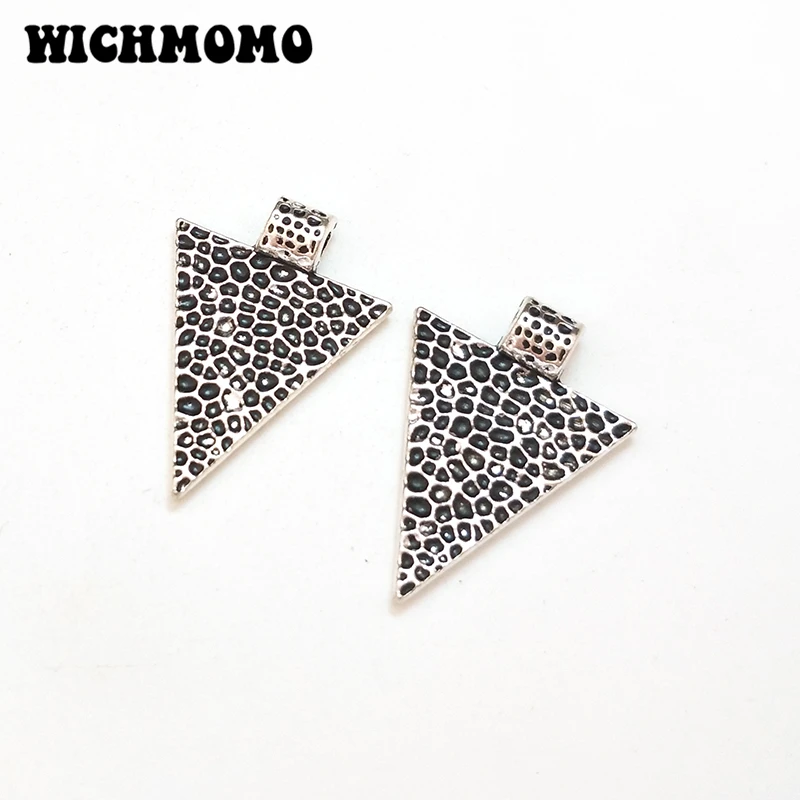 2023 New Fashion 6 Pieces Retro  Zinc Alloy Sponge Triangle Charms Pendants Diy Necklace Earrings Jewelry Accessories