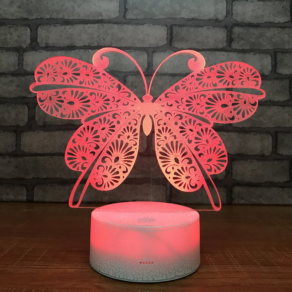 Butterfly Night Lamp Creative Novelty And Unique  Usb Led Night Light Lovely Cartoon Children's Toys 3d Light Fixtures