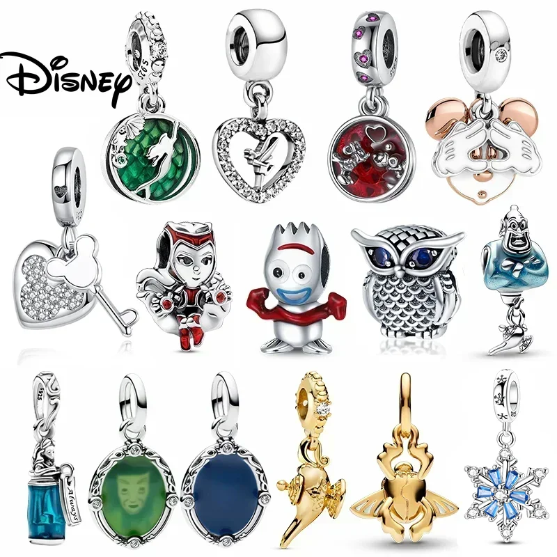 

925 Silver Disney Mickey Stitch Aladdin Dumbo Charm Pendant Fit For Necklace Original Bracelet DIY Christmas Women's Party Gifts