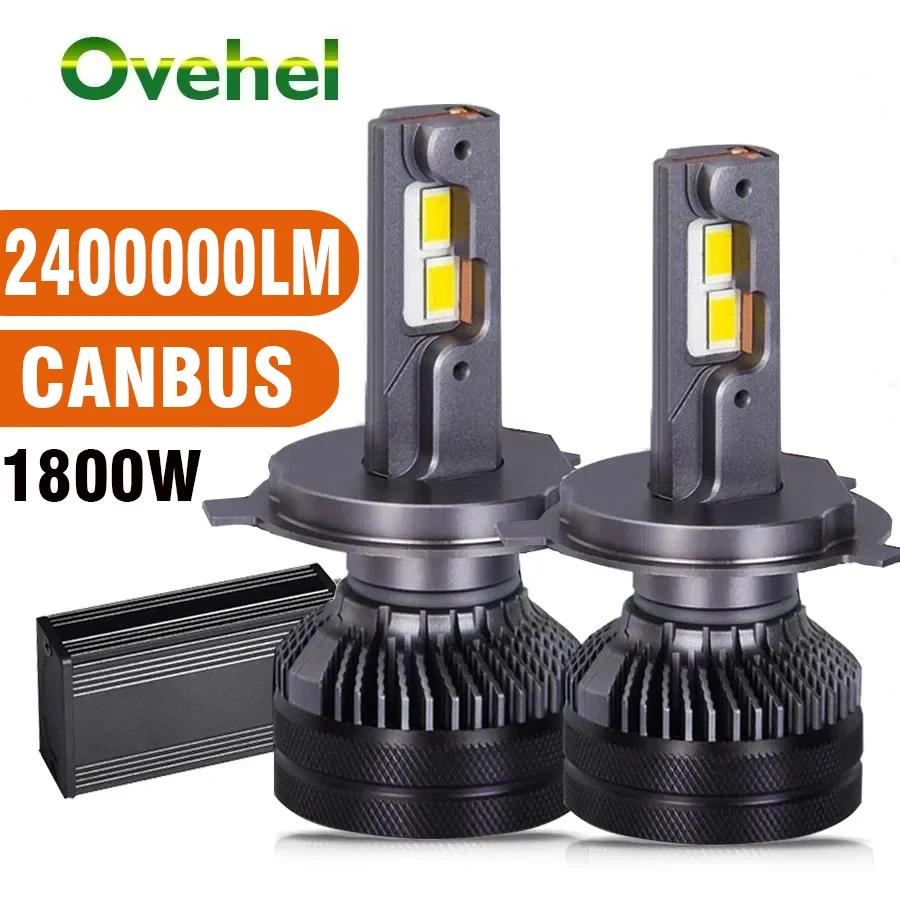 OVEHEL H7 H4 Led Lamp 2400000LM 1800W Double Copper Tube Lights Car K5C 6000K F5C H1 H11 HB3 9005 HB4 9006 Led Headlight Bulb