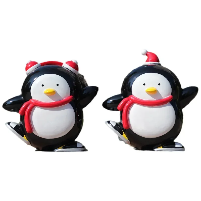 

Cartoon penguin sculpture outdoor fiberglass landscape sculpture sketch garden courtyard shopping mall community ski resort