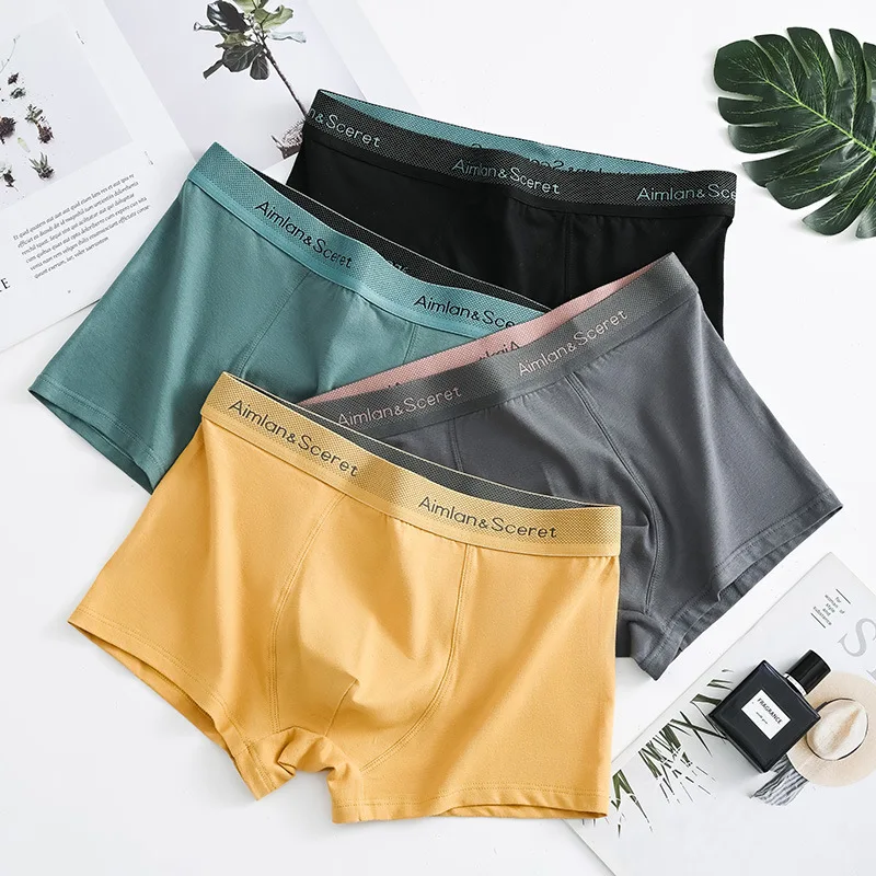 3/4 PCS Fashion Men Underpants Cotton Sports Boxer Shorts Soft Men\'s Panties Plus Size Panties Underwear Gift Luxury Underwears