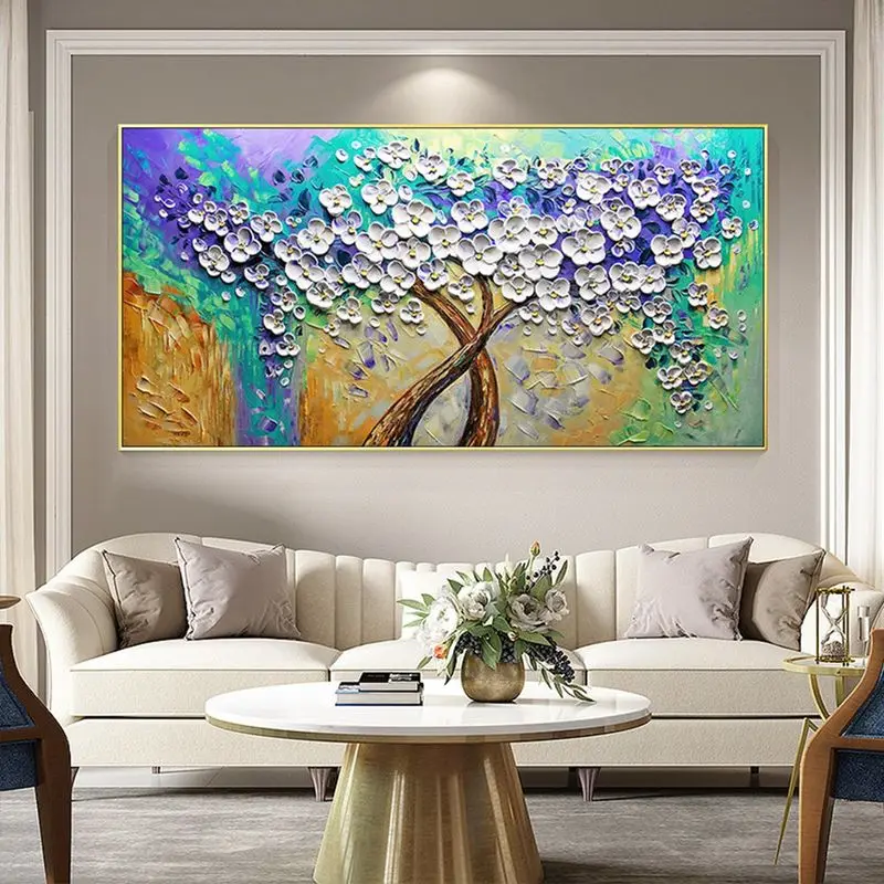 

GATYZTORY Large Size Painting By Number White Flower Tree Art Drawing On Canvas Gift Pictures By Numbers Handicraft Home Decor