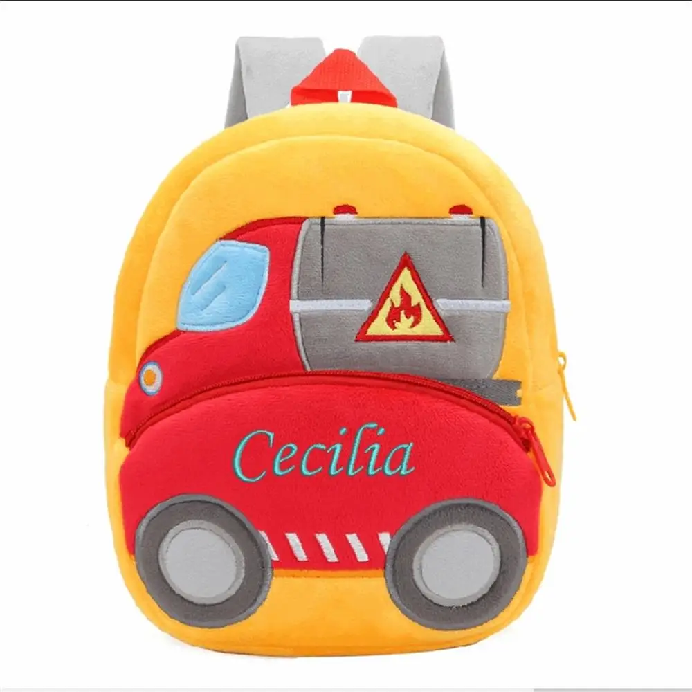 Cartoon Cars Kindergarten Backpacks Personalized Embroidered Name Children\'s Schoolbags Custom Name Baby Outgoing Snack Bags