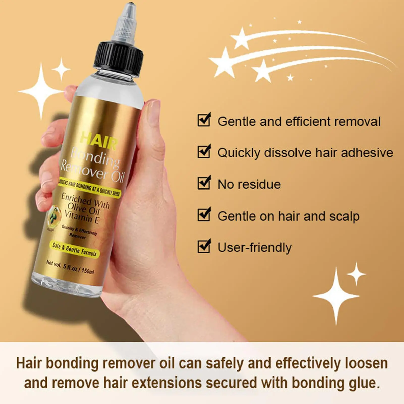 Glue Remover for Hair Extensions 150ML Mild Scalp Adhesive Melting Oil Wig Glue Remover Oil for Home Salon Makeup Beard Bald