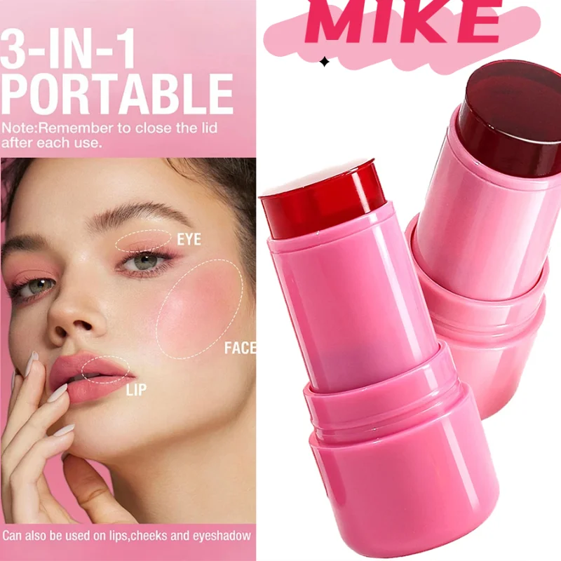 3-in-1 Blush Eyeshadow Lipstick Cream Stick Moisture Long Lasting Mono Gloss Blush Matte Moisturising Lipstick Cheek Colour