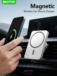 Magnetic Wireless Car Charger Mount Adsorbable Phone For iPhone 15 14 13 Pro Max adsorption 15W Fast Charging Alloy Frame Holder