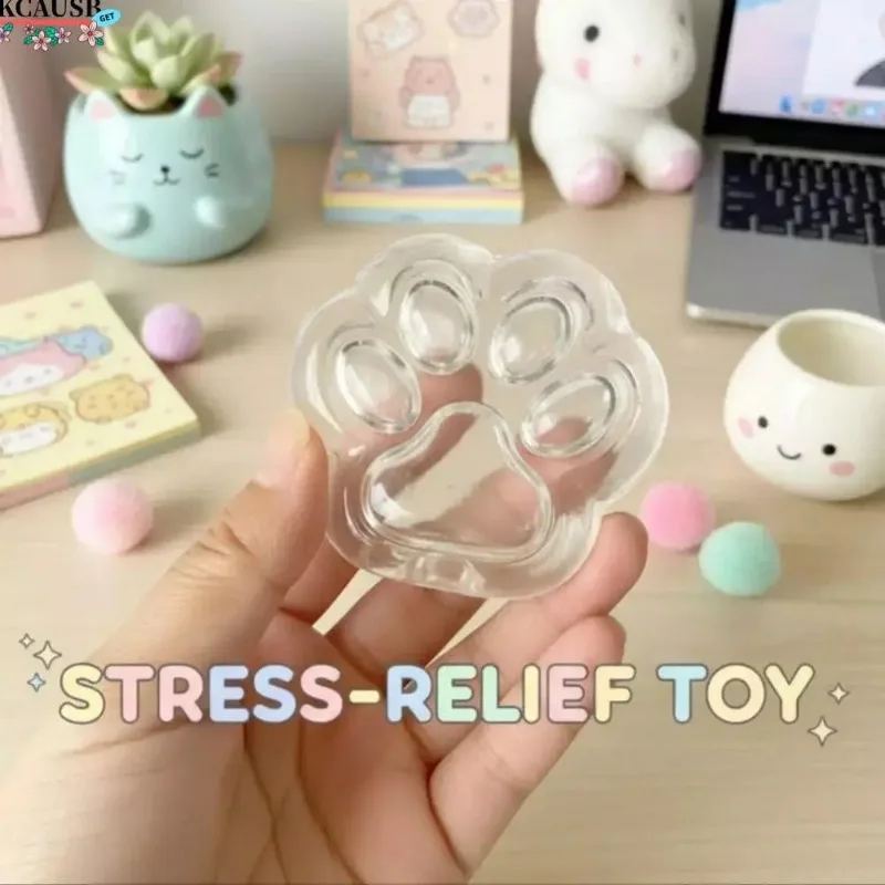 3pcs Clear Cat Paw TPR Empty Ball Shell DIY Squishy Relief Squeeze Toy with Sealing for Glitter Slime Foam Handicraft Accessory