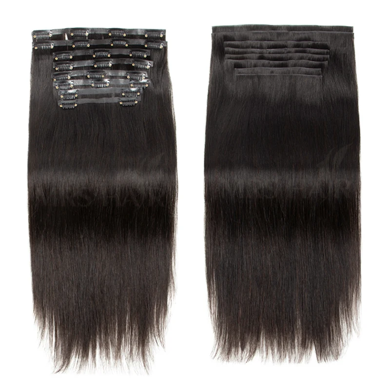 Custom Invisible Clip In Extension Injected PU Thin and Soft Tape Weft Human Hair 8Pcs/set 12-22inch 100G 120G