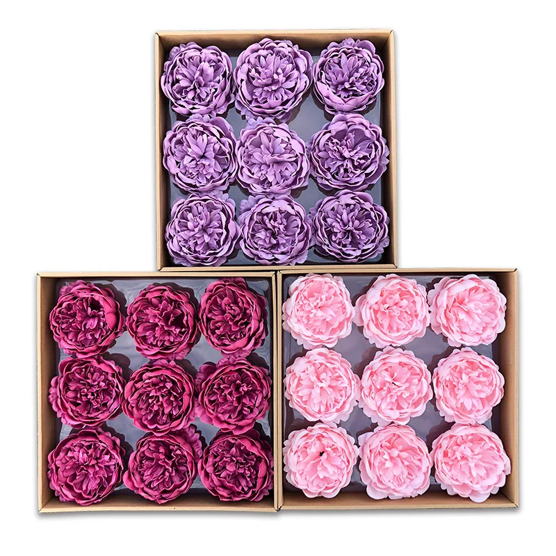 10x7.5cm 9/18/27pcs Big Poeny head Soap flower DIY floral gift for wife mother Birthday Valentine wedding Xmas new year home dec