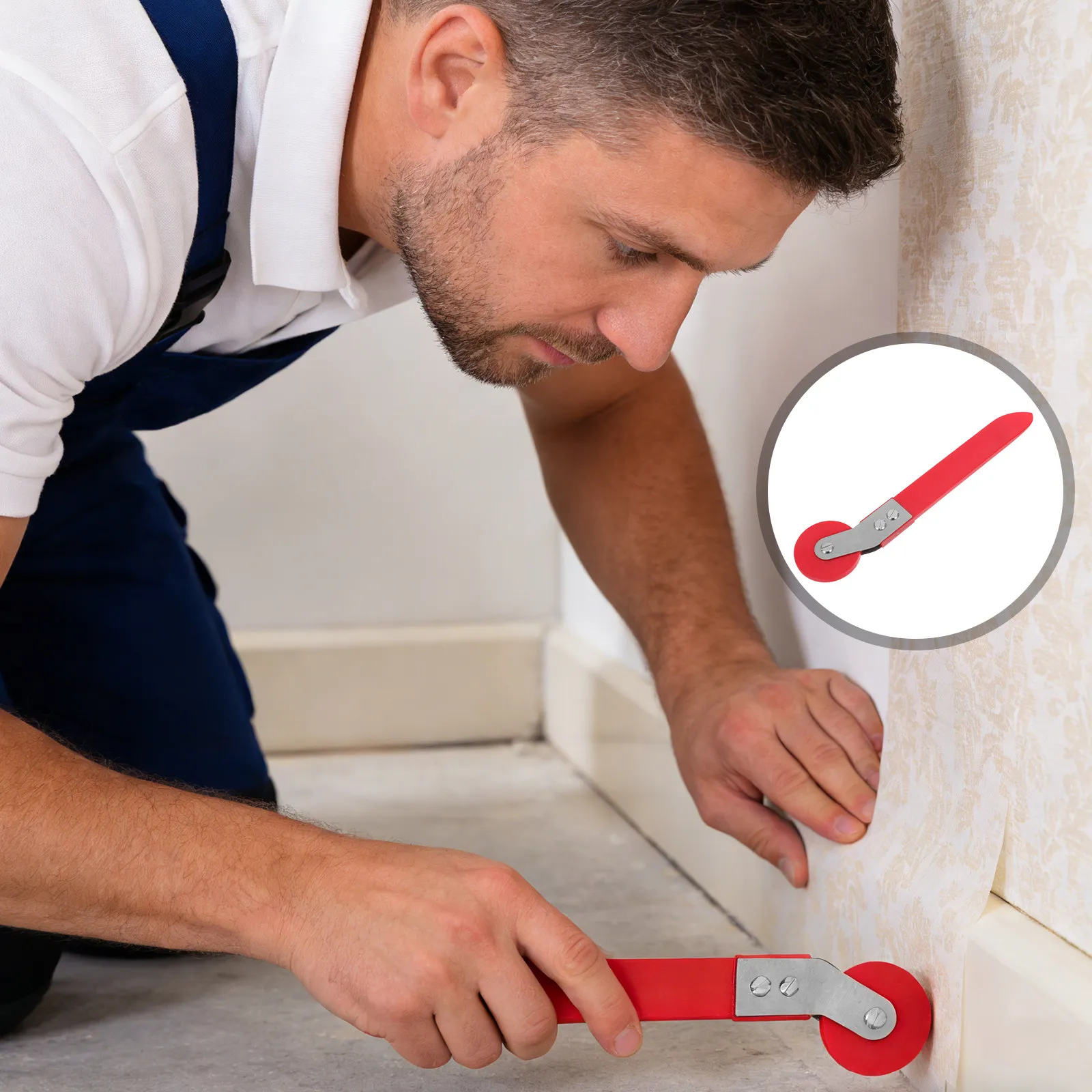 Wallpaper Seam Roller Stainless Steel Plastic Handle Wallcovering Installation Tool Seam Pressing Roller for Wallpaper Edges