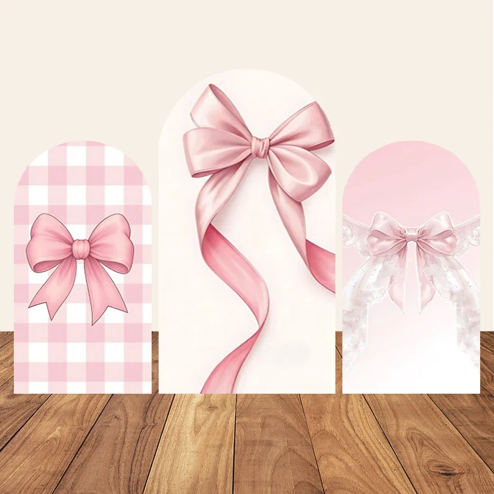 VIKAMA – couverture de fond extensible arquée, nœud rose, décoration florale pour fête d'anniversaire de fille, réception-cadeau pour bébé