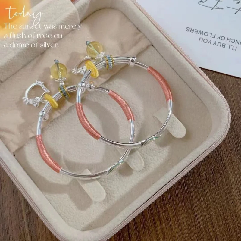 S999 Solid Silver Push-Pull Bracelet Cute Wristband No Engraving Needed