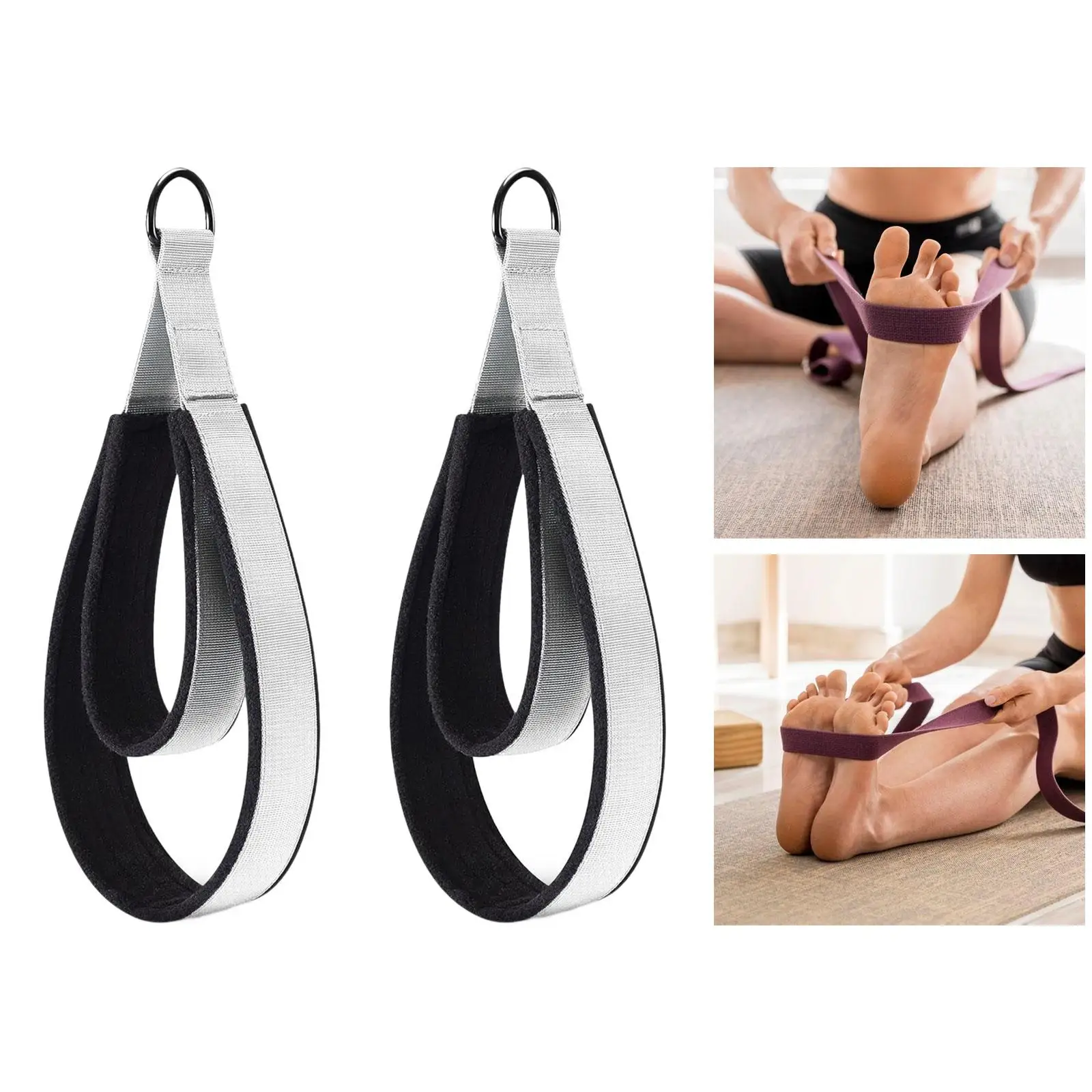 

2x D Rings Straps Handle Yoga Adults Pilates Double Loop Straps for Reformer