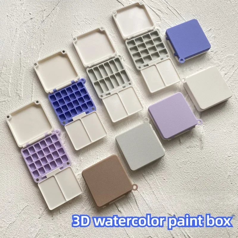 24/16/12 Grid 3D Printed Plastic Box Watercolor Paint Subpackage Empty Box Outdoor Travel Sketch Painting Palette Art Supplies