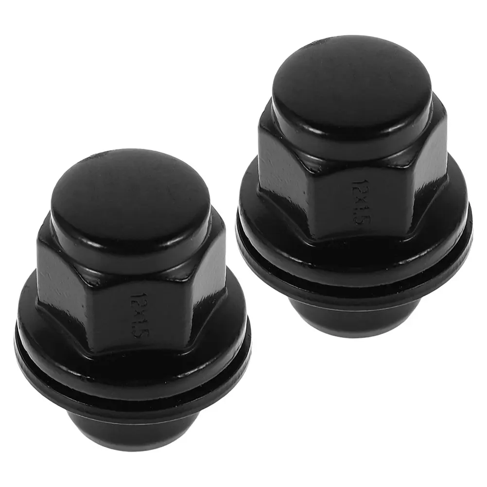 

2 pcs Tire Lug Nuts Heavy Duty Wheel Nuts Set Compatible Durable Black Finish Secure Fixation Anti Loosening Stable