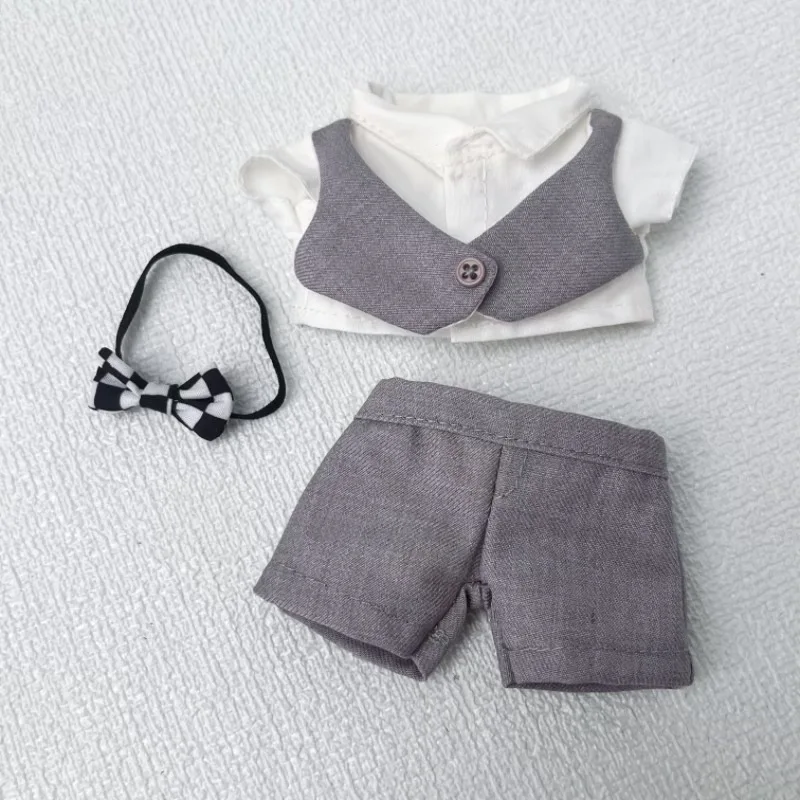 ลาบูบูชุดสูทสไตล์เจ้าบ่าวสำหรับตุ๊กตาเจน 1-3 15/17 ซม.เสื้อกั๊กหรูหราเสื้อกางเกงขาสั้นโบว์ไทชุด