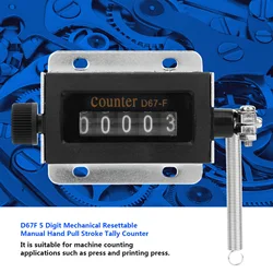 D67F 5 Digit Mechanical Resettable Manual Hand Pull Stroke Tally Counter