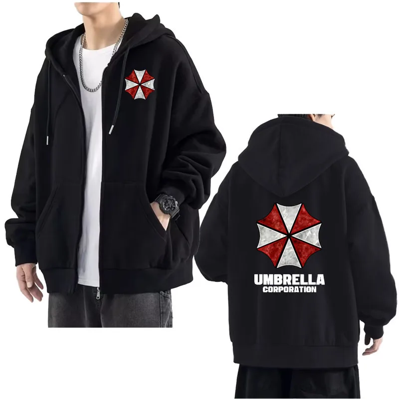 

Spring Autumn oversized men's hoodie Sweatshirt Umbrella Corporation Casual sports Harajuku long sleeve zipper cardigan top