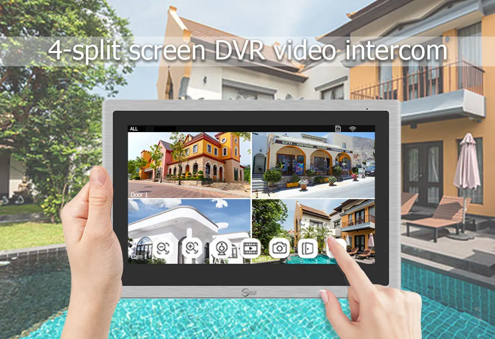 Tuya الذكية فيديو إنترفون مع كاميرا 4CH 15.6 بوصة تعمل باللمس IDVR 1080P فيديو Ddoorbell الاتصال الداخلي للشقة