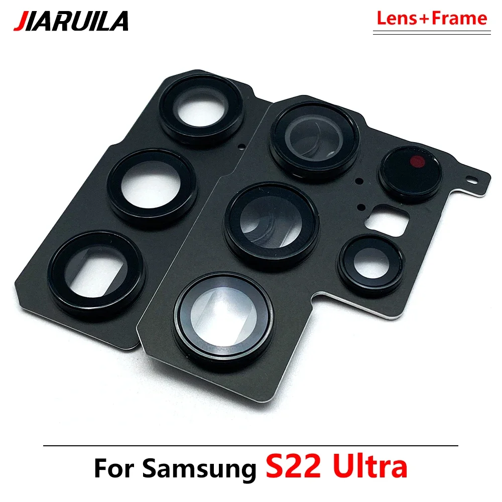 NEW For Samsung S22 / S22 Plus / S22 Ultra Replacement Parts Back Rear Camera Lens Glass Cover with Frame Holder Set