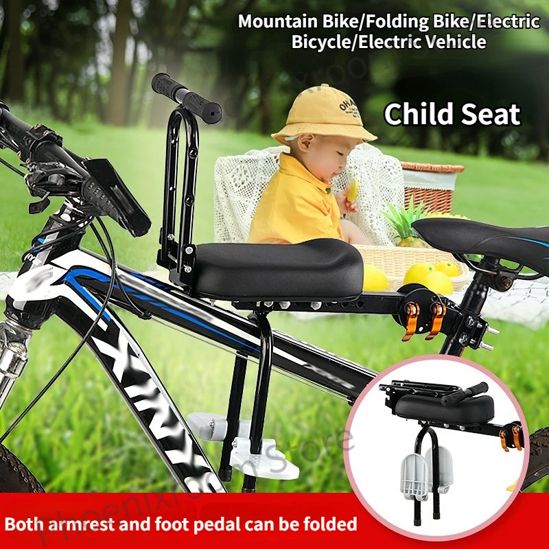 

Mountain Bike Bicycle Front Child Seat Bicycle Foldable Backrest Pedal Baby Seat Electric Scooter Kid Seat Bike Saddle