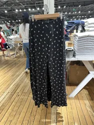 Sweet Women Black Plants 2024 Fashion Summer Ladies Tight-waisted Casual Pants Slimming  Female Black Skull Print Pants