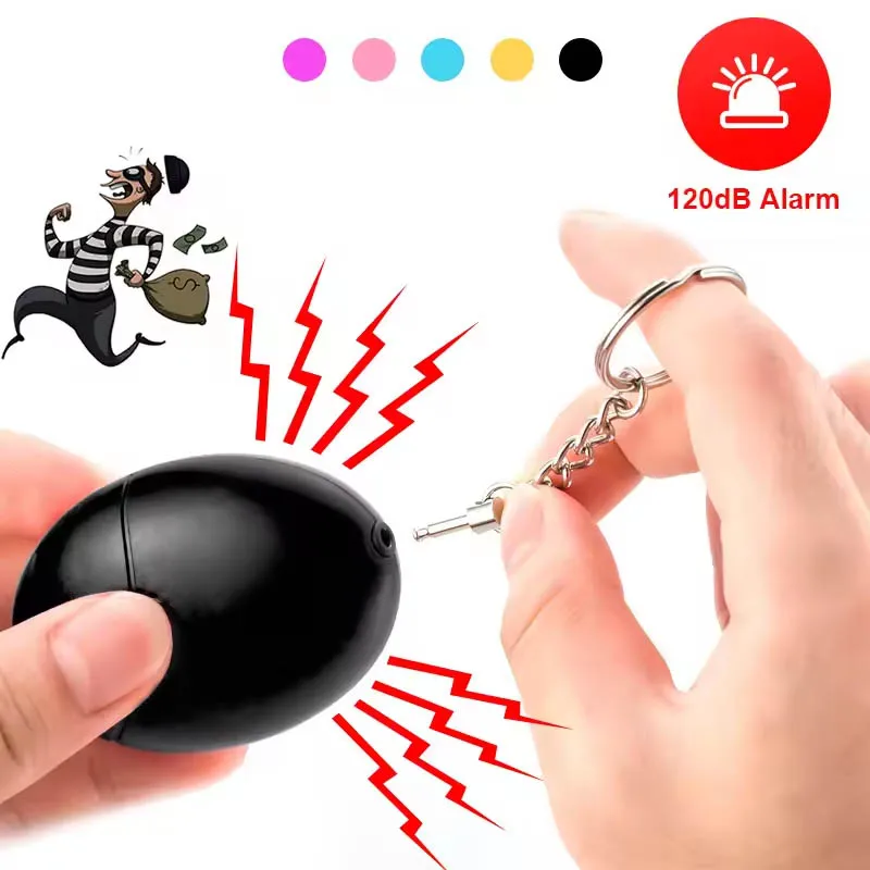 Cheap Self Defense Alarm 120dB Egg Shape Girl Women Security Protect Alert Personal Safety Scream Loud Keychain Emergency Alarm