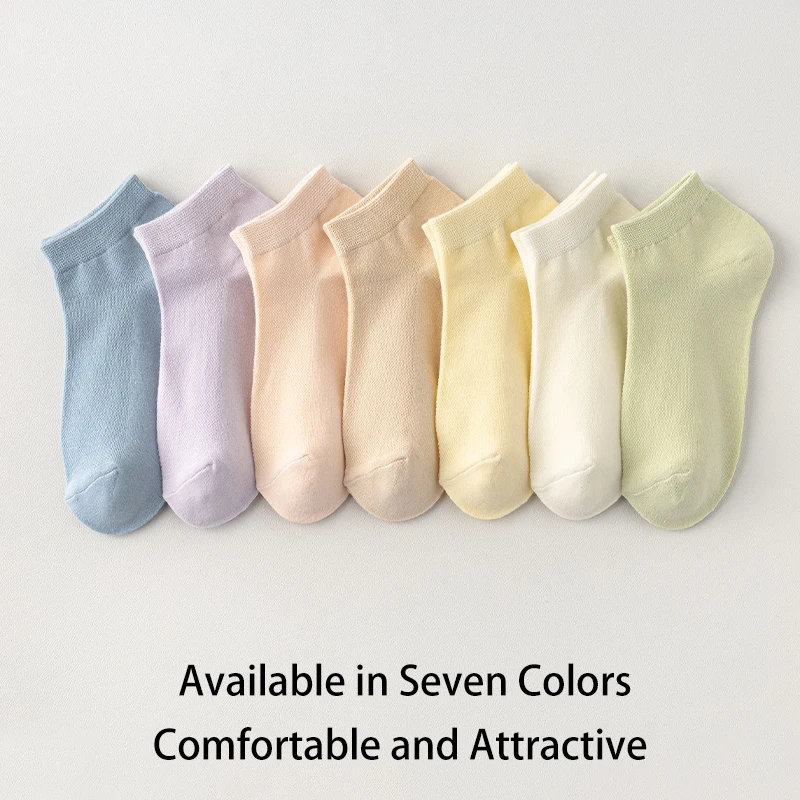3 Pairs of Women's Cotton Summer Solid Color Simple Essential Oil Anti Odor Mesh Breathable Fashion College Style Short Socks