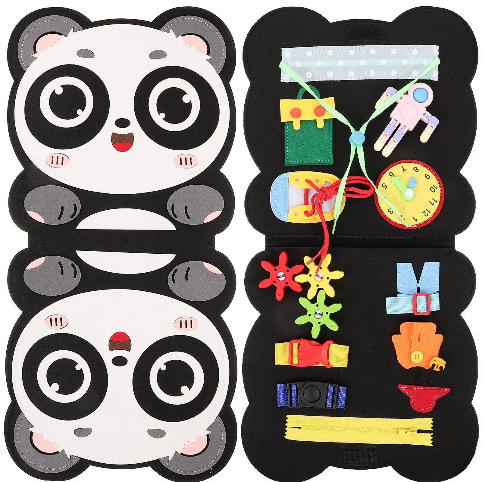 

Cartoon Panda Felt Busy Board Montessori Educational Safe Preschool Toddler Activity Board Fine Motor Skills Teaching Aid