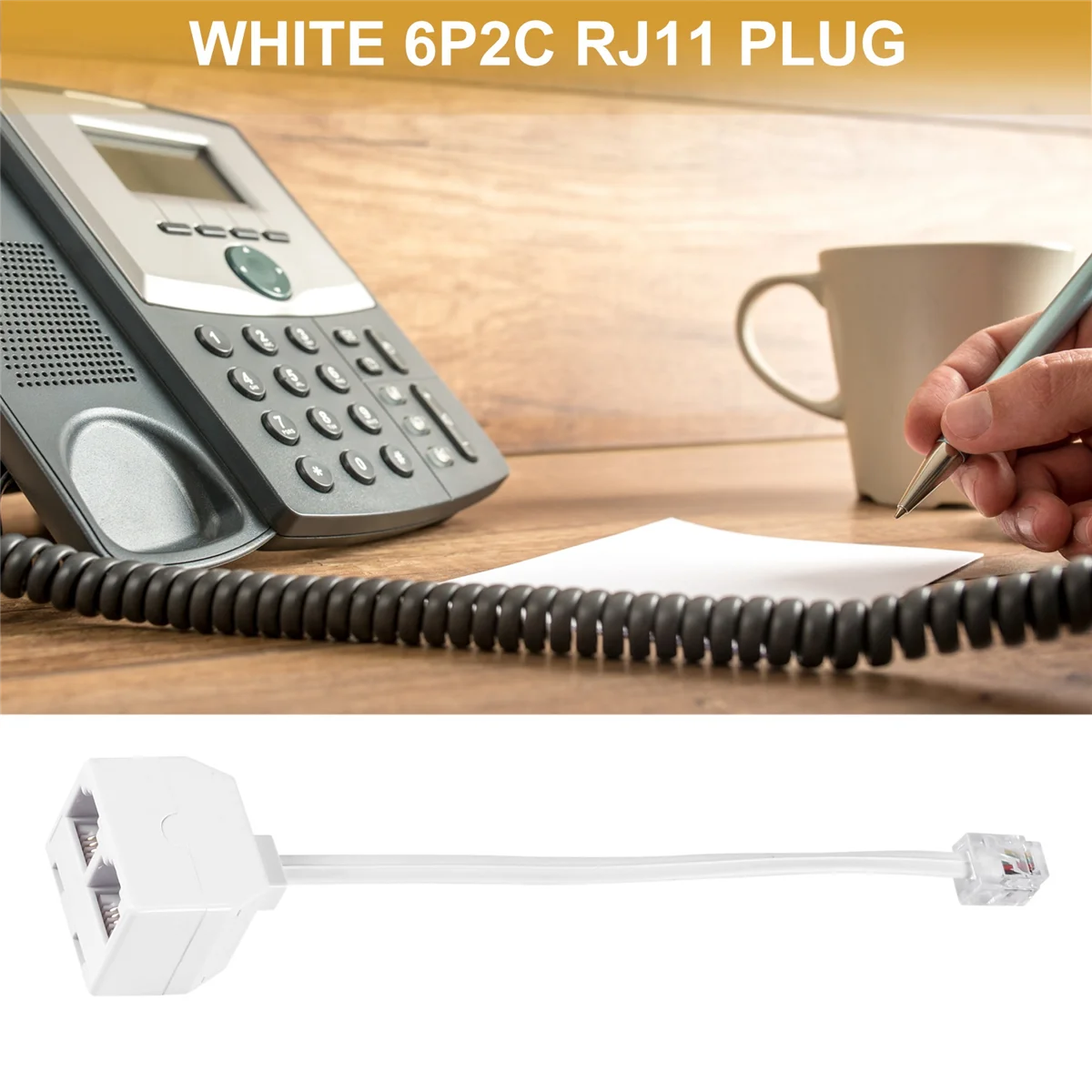 كابل تحويل مقسم الهاتف ثنائي الاتجاه ، 6P2C RJ11 ، من الذكور إلى الإناث