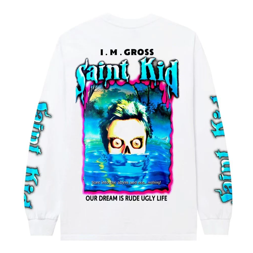 SAINT KID Cartoon Shadow Print Long Sleeves T-shirt Men Women Best Quality Tops Tee T Shirt