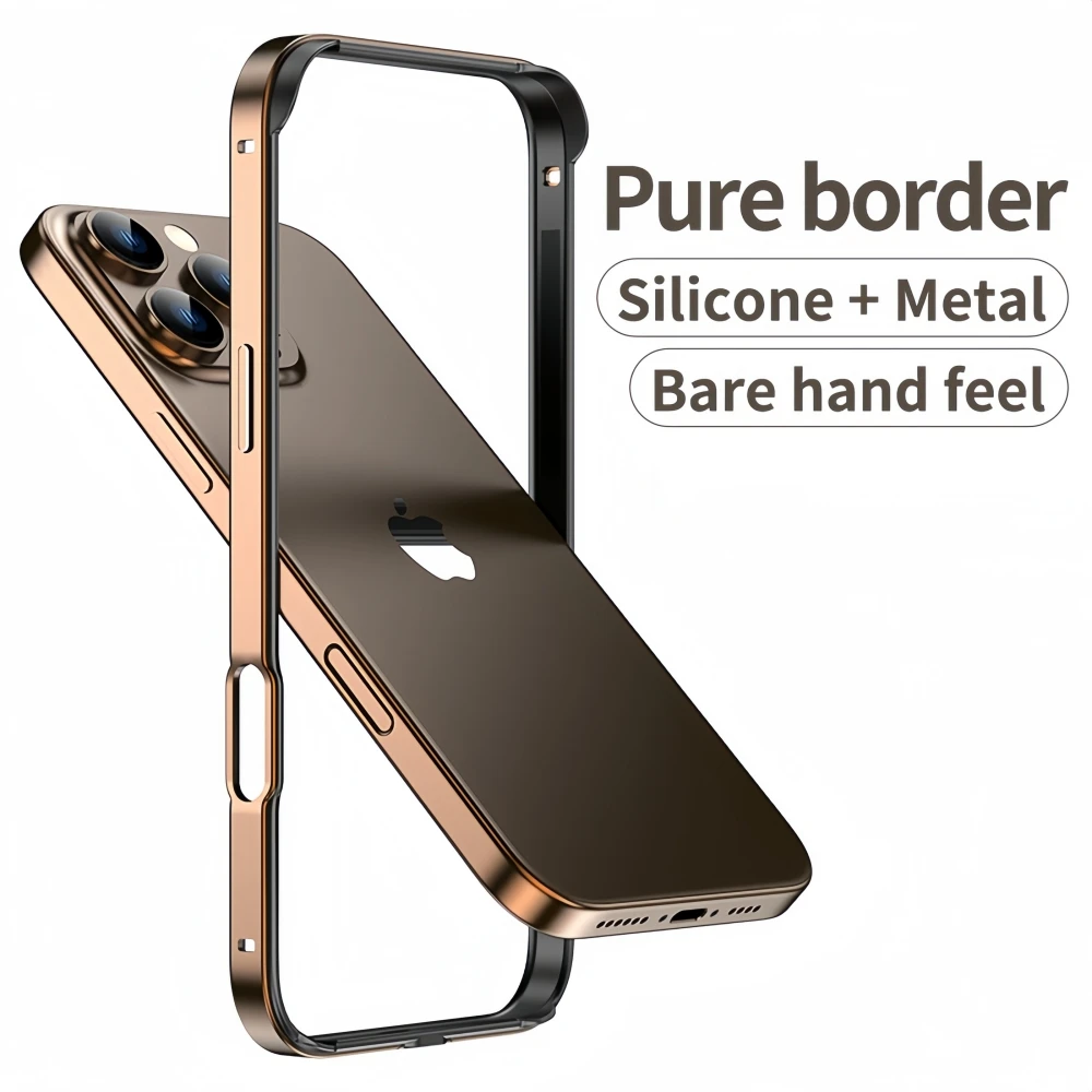 Luxury Bumper Case For iPhone 16 15 14 13 12 11 Pro Xs Max Plus X XR Aluminum Alloy Metal Silicone Anti Collision Phone Frame