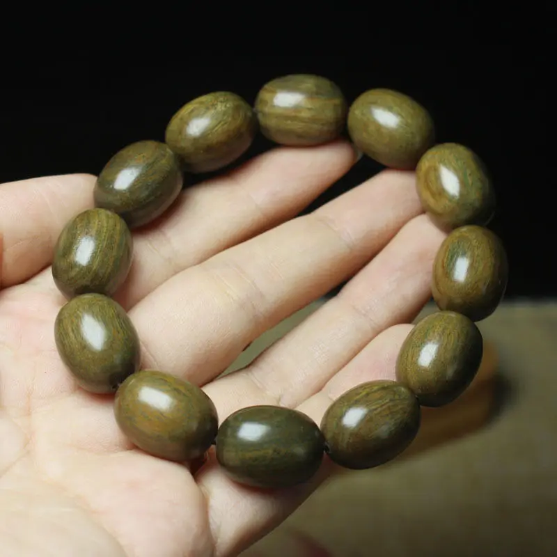 

With Fragrance Green Sandalwood Golden Silk Nan Jujube Bracelet Abacus Wooden Beads Hand String Bamboo Beaded for Men and Women
