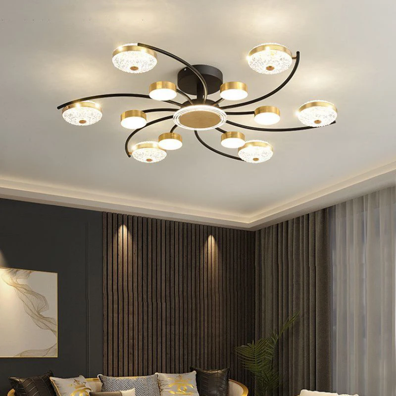 

Modern LED Chandelier Gold Living Room Bedroom Home Roof Indoor Kitchen Ceiling Lamp With Remote Control Lighting Fixture