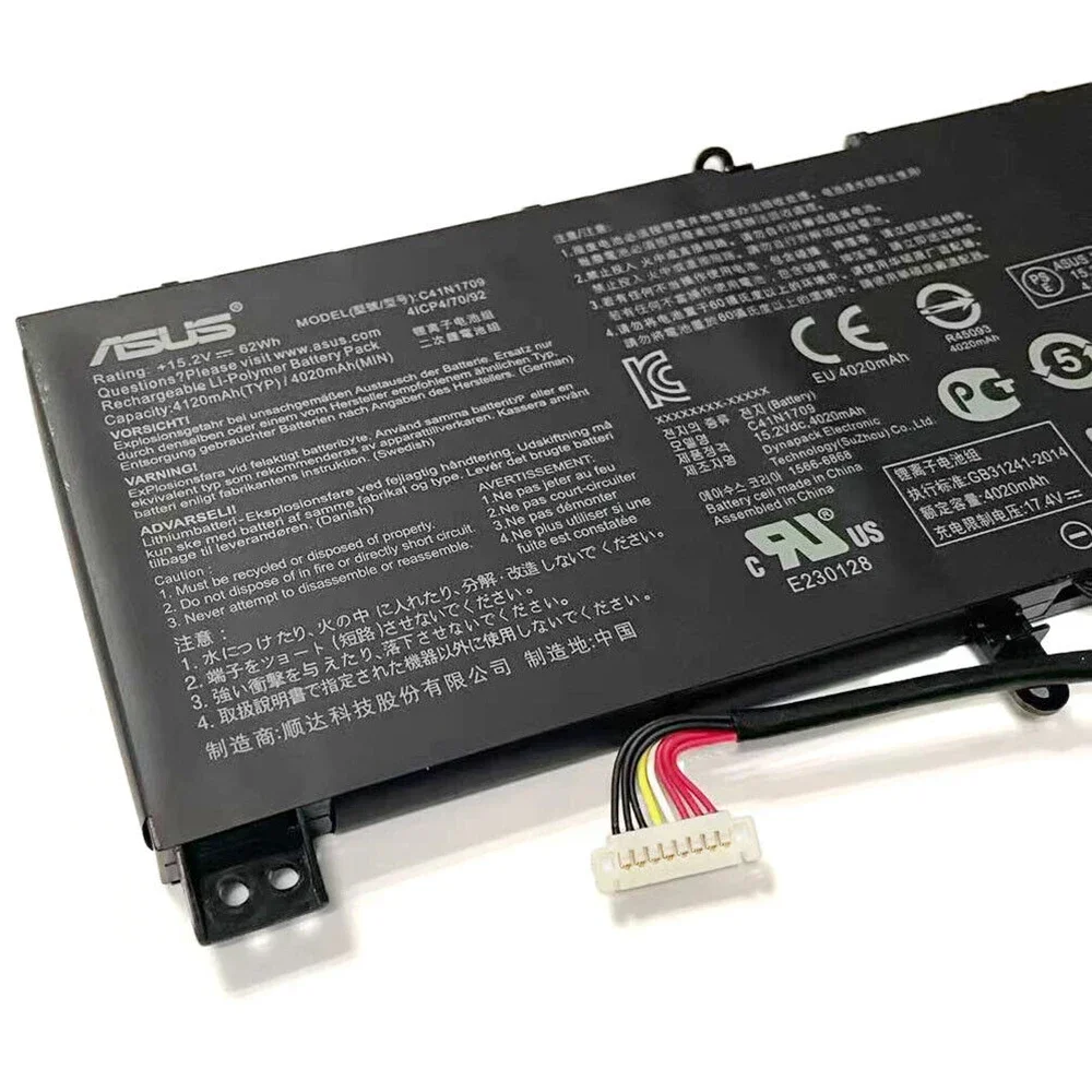 C41N1709 15.2V 62Wh Original Laptop Battery for Asus ROG Strix SCAR Edition GL503VS 0B200-02730000 0B200-02730300