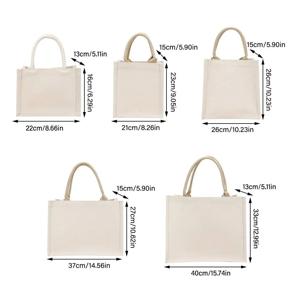 Borsa in tela disegnata a mano riutilizzabile fai-da-te borsa per la spesa pieghevole riutilizzabile di grande capacità Beige Daily Commutting Blank Tote Sack