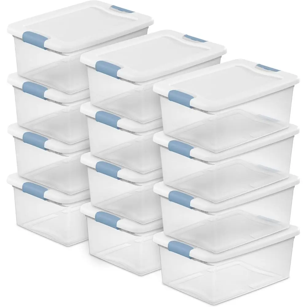 

12-Pack Clear Plastic Storage Bins with Lids, 15 Quart Heavy-Duty Organizers for Home, Office, and Closet