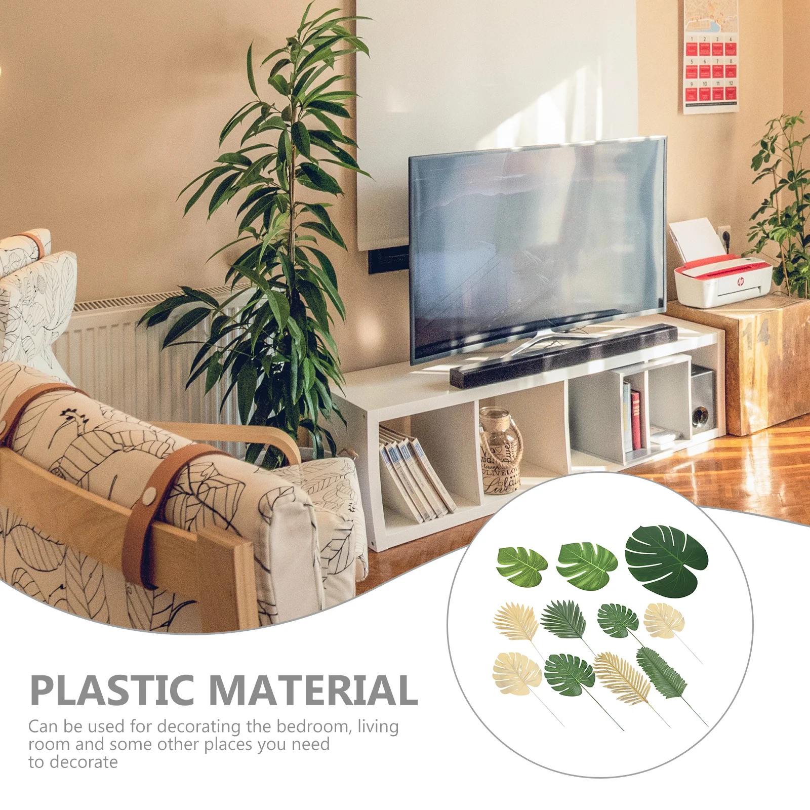 

72pcs Artificial Monstera Leaf Fake Leaves For Home Decor Realistic Diy Supplies Bedroom Living Room Office Crafts