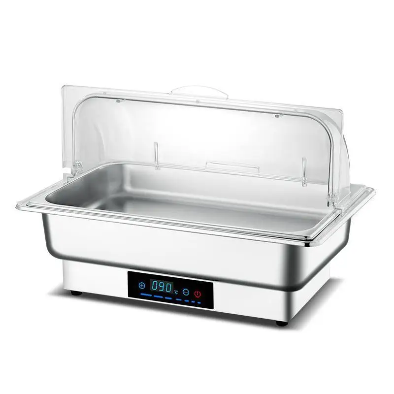 110V US Stainless Steel Electric Heating Buffet Furnace Flip Visual, Square Furnace