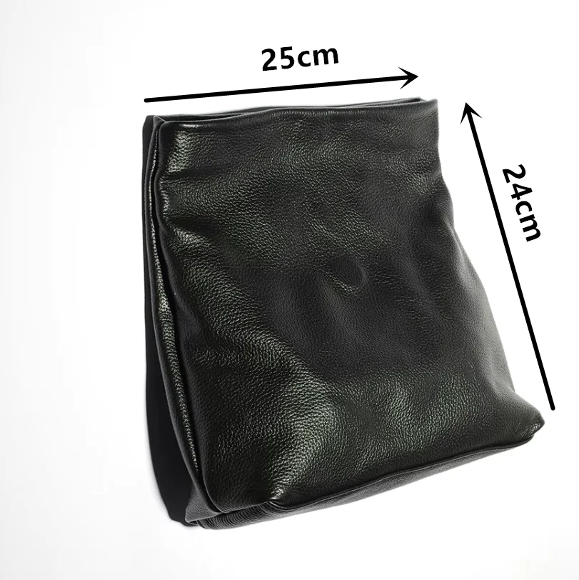 Black Leather Bag Personality Lazy Casual Clutch Bag Leather Bag Soft Bag Phone Women High Quality Laptop Bag Genuine Leather