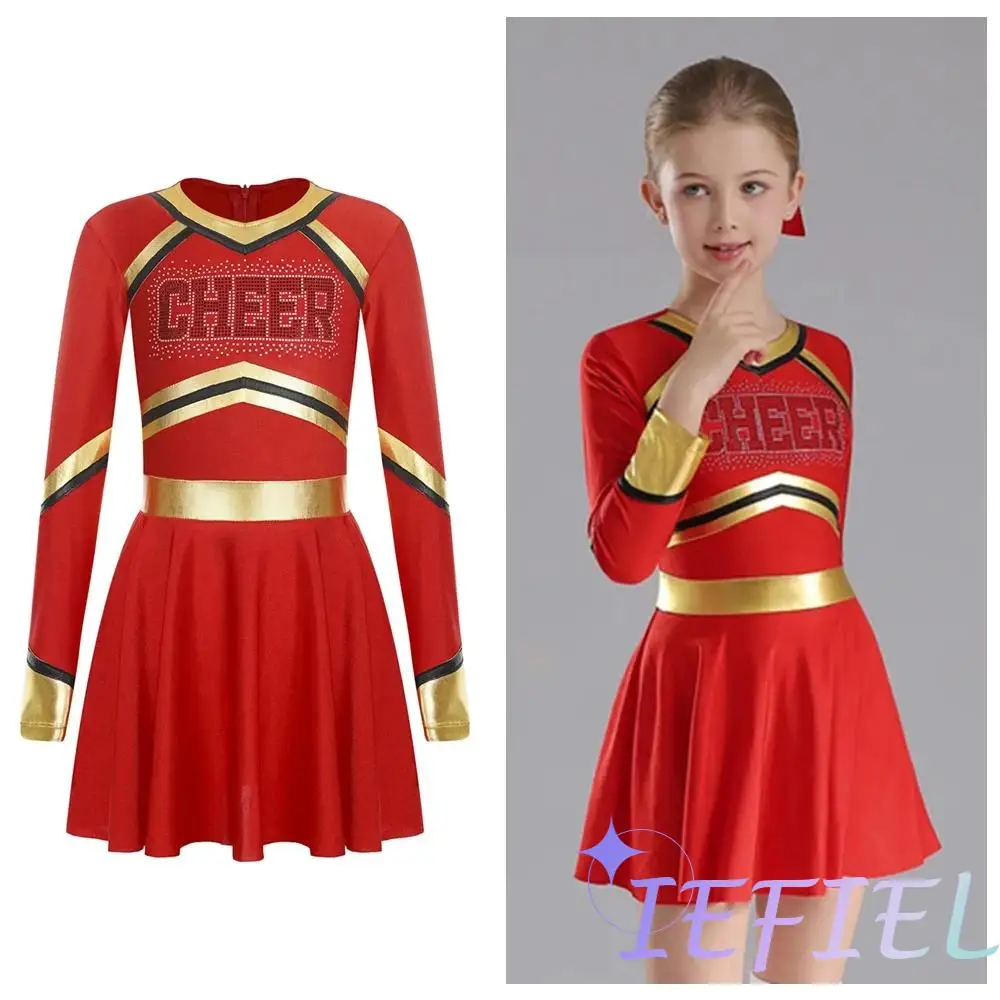 Girls Cheerleading Dance Team Uniforms Stage Performance School Sport Meeting Club Clothing Fancy Dress Up Masquerade Ball