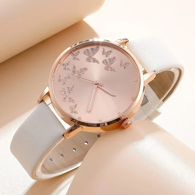 2pcs/set Butterfly Ladies Quartz Watches Fancy Women Watches Jewelry Sophisticated And Stylish Women Watch